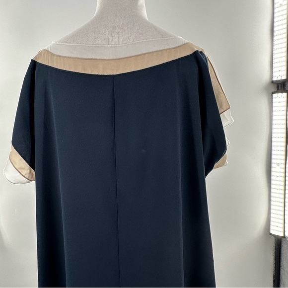 Ann Taylor womens dress size 14 navy blue cream sheath old money career - Picture 7 of 9